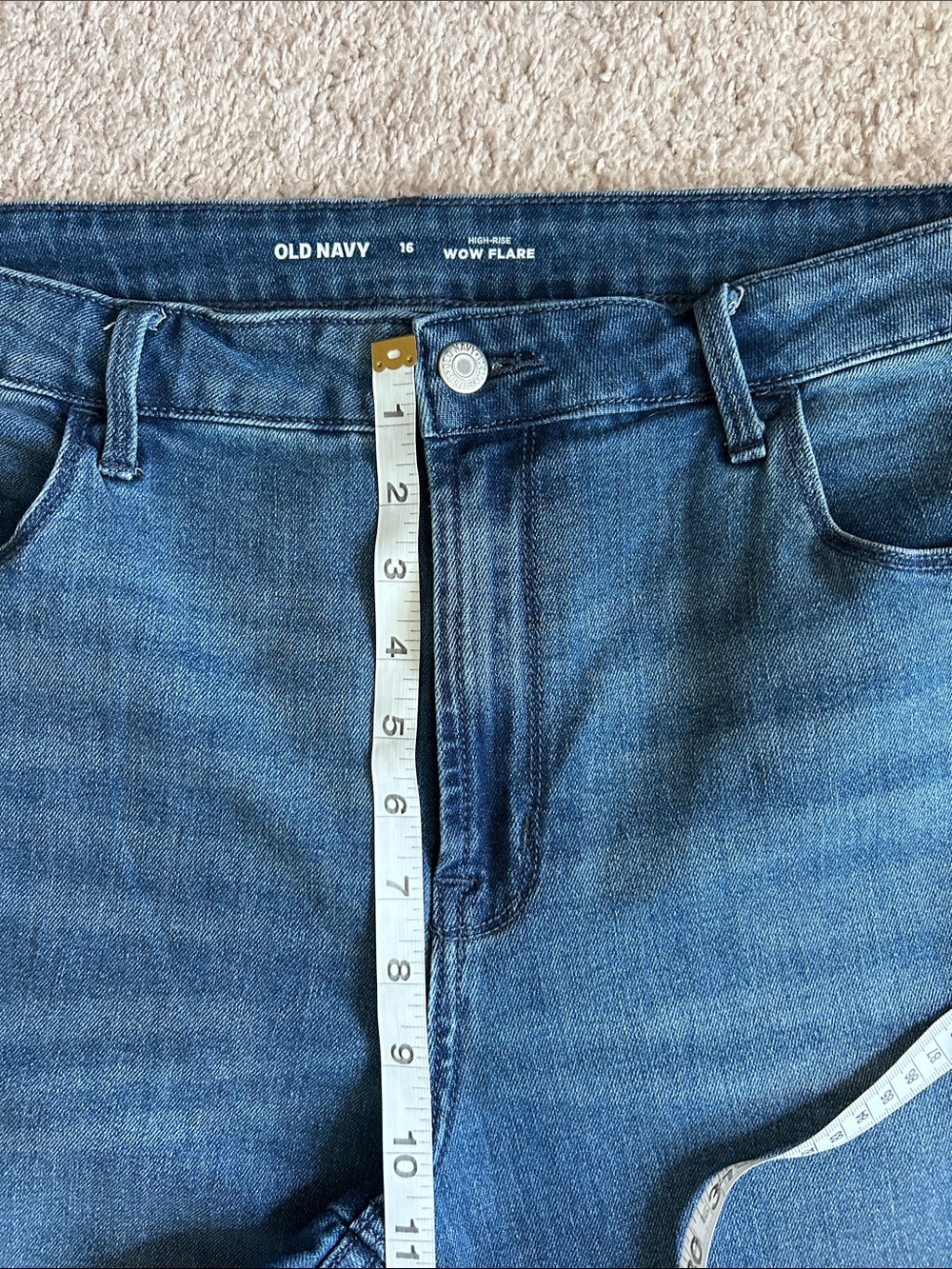 Old Navy Wow Flare Jeans - Mid Wash Wide Leg Hi rise Baggy size 16 - Picture 6 of 7